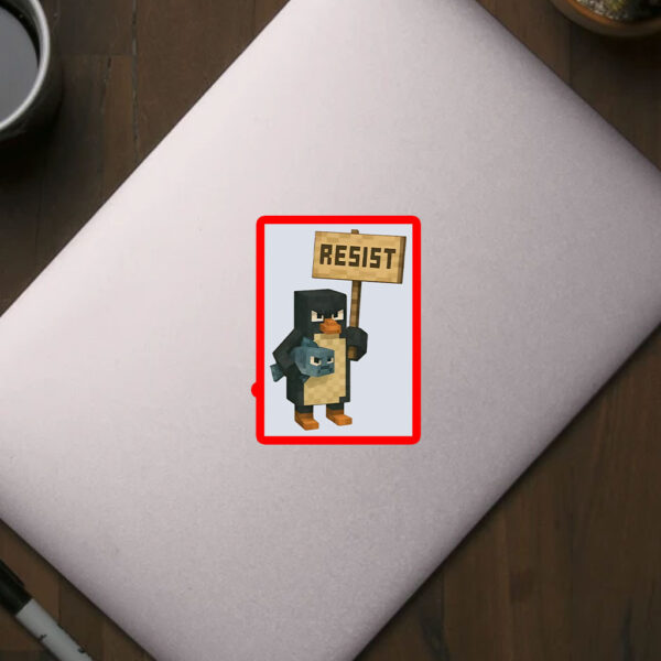 Funny Penguins Resist Minecraft Sticker, Car Magnet