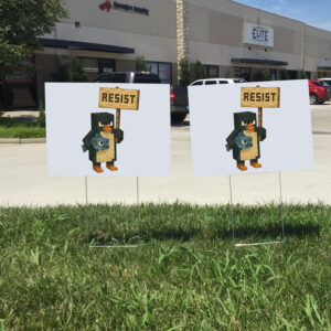 Funny Penguins Resist Minecraft Yard Sign