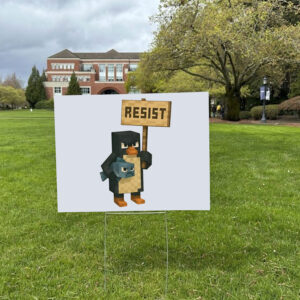 Funny Penguins Resist Minecraft Yard Sign