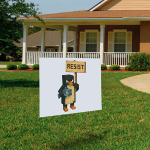 Funny Penguins Resist Minecraft Yard Sign