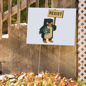 Funny Penguins Resist Minecraft Yard Sign