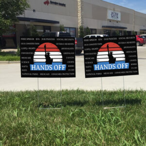 Hands Off Protest, Anti-Trump Anti-Maga Resistance 2025 Yard Sign
