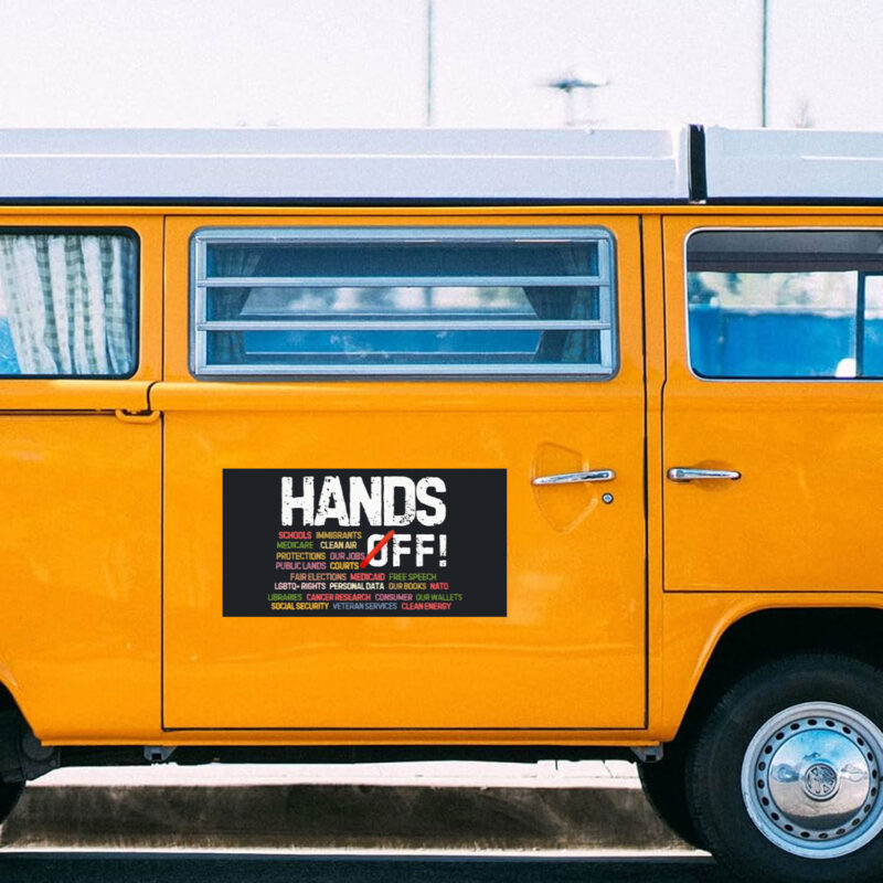 Hands Off Protest Sticker