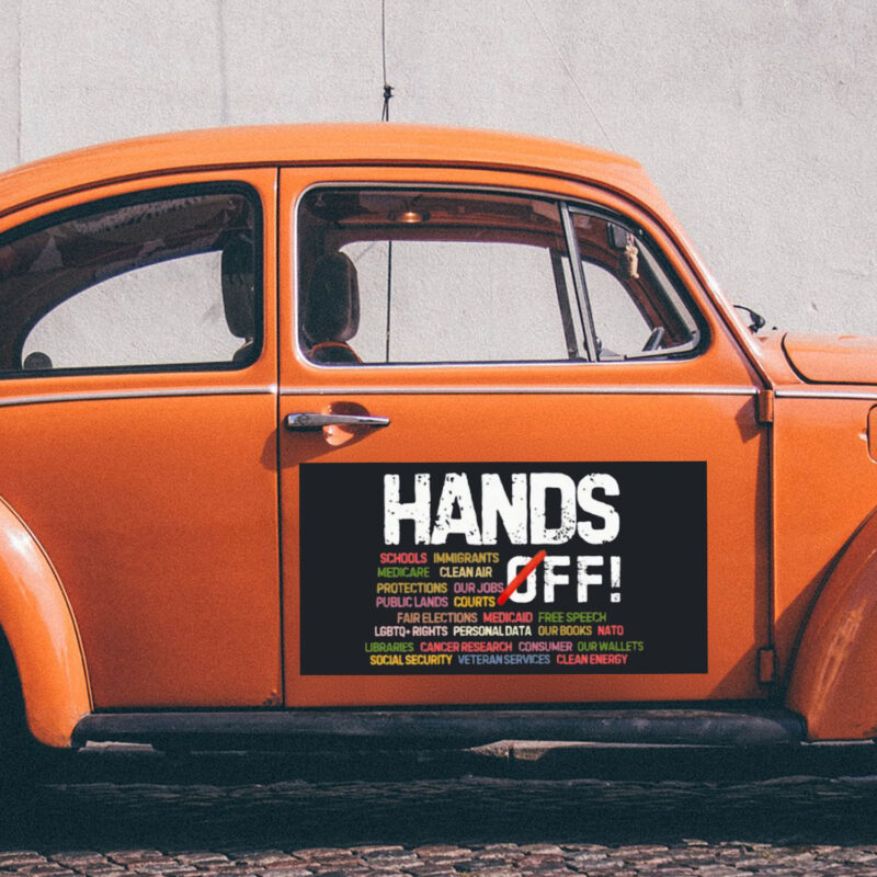 Hands Off Protest Sticker