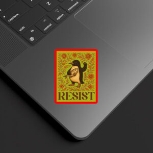 Penguins Resist Floral, Penguins Against Tariffs 2025 Sticker, Car Magnet