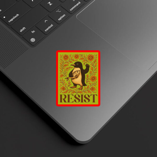Penguins Resist Floral, Penguins Against Tariffs 2025 Sticker, Car Magnet