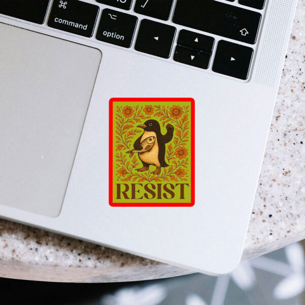 Penguins Resist Floral, Penguins Against Tariffs 2025 Sticker, Car Magnet