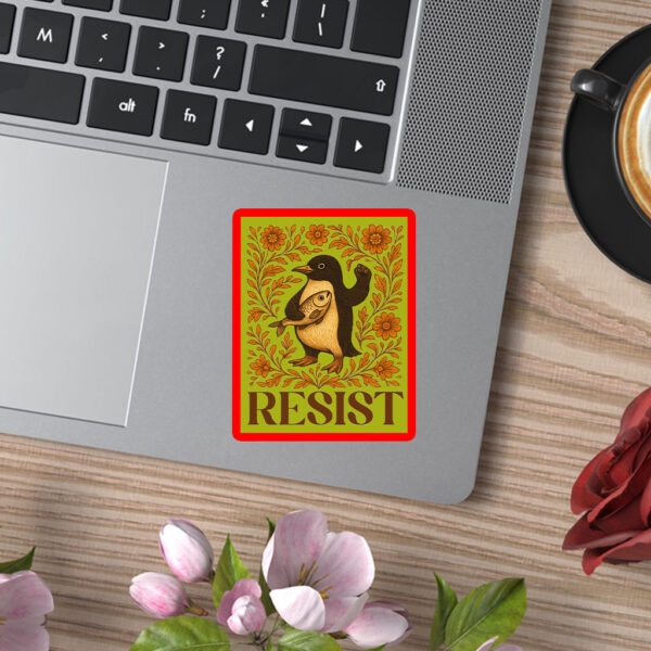 Penguins Resist Floral, Penguins Against Tariffs 2025 Sticker, Car Magnet