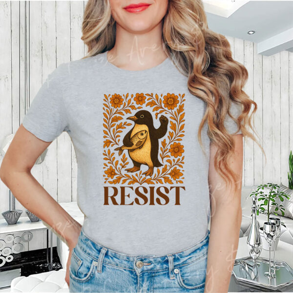 Penguins Resist Floral, Penguins Against Tariffs 2025 T-Shirt