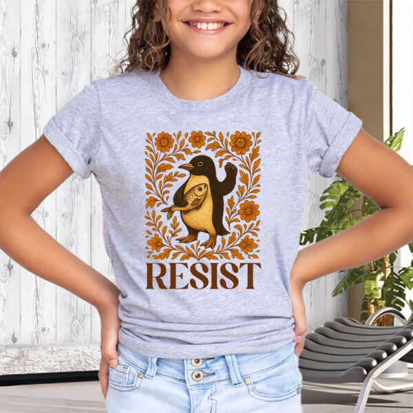 Penguins Resist Floral, Penguins Against Tariffs 2025 T-Shirt