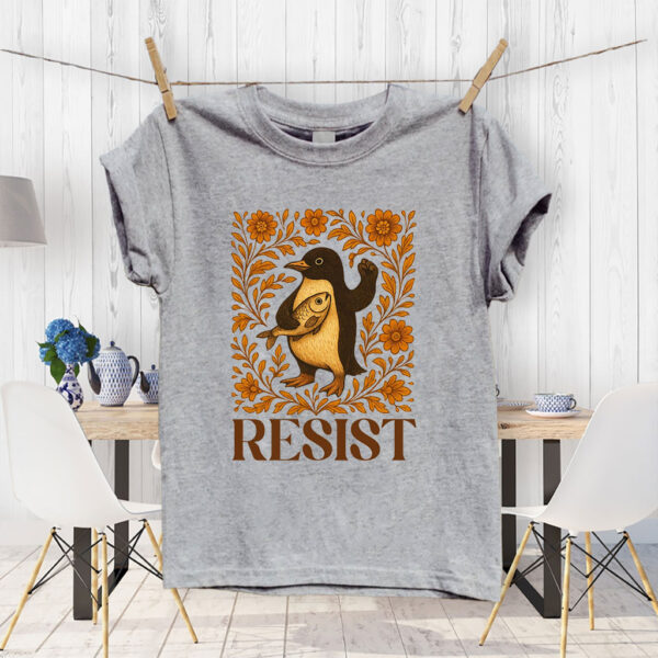 Penguins Resist Floral, Penguins Against Tariffs 2025 T-Shirt