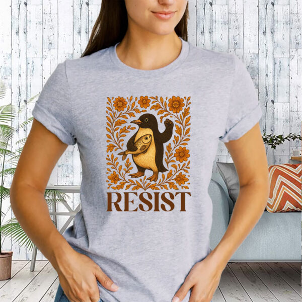 Penguins Resist Floral, Penguins Against Tariffs 2025 T-Shirt