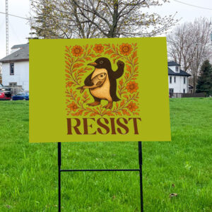 Penguins Resist Floral, Penguins Against Tariffs 2025 Yard Sign