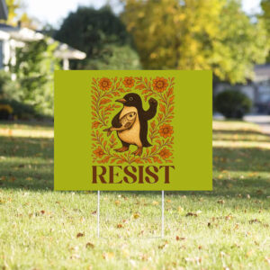 Penguins Resist Floral, Penguins Against Tariffs 2025 Yard Sign