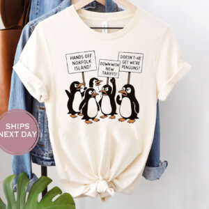 Penguins hands off norfolk Island down with new Tariffs 2025 T-Shirt