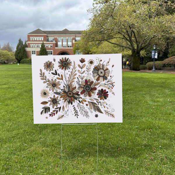 Subtle Fuck Trump Flower, Boho Floral Yard Sign