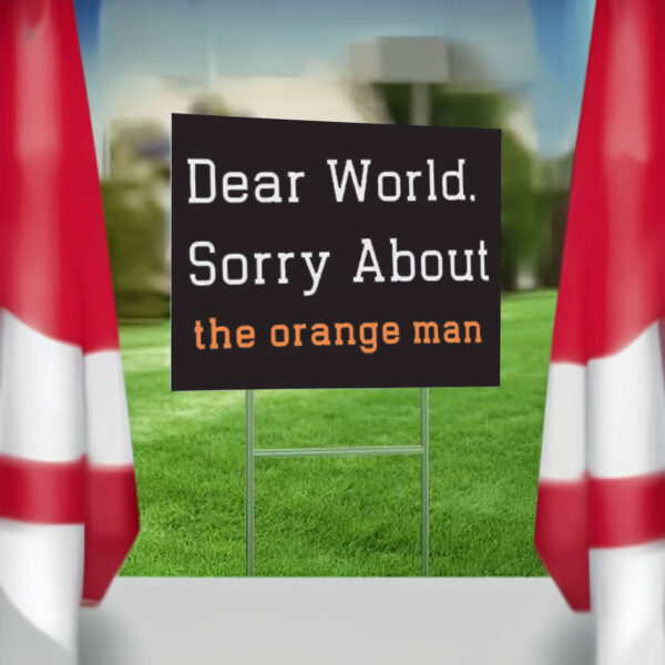 Dear World Sorry About The Orange Man - Anti Trump Yard Sign