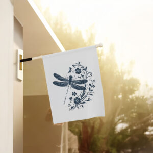 Anti-Trump-Flag,-Flowers-&-Dragonfly-With-Morse-Code-Tail-Flags
