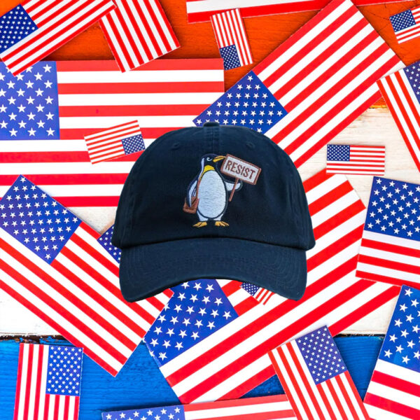 Anti-Trump-Hat,-Flipper-Up-Penguin-Embroidered-Hat