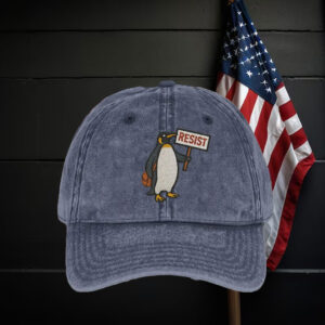 Anti-Trump-Hat,-Flipper-Up-Penguin-Embroidered-Hat