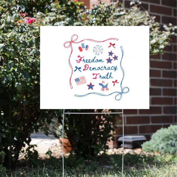 Coquette-Bow-patriotic-Yard-Sign,-4th-of-July-Sign,-America-Sign,-Freedom-Democracy-Truth-usa