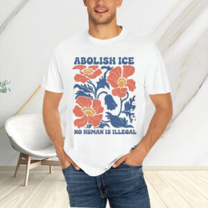 Floral-Abolish-ICE-Human-is-Illegal-T-Shirt,-No-Human-is-Illegal-Top-us