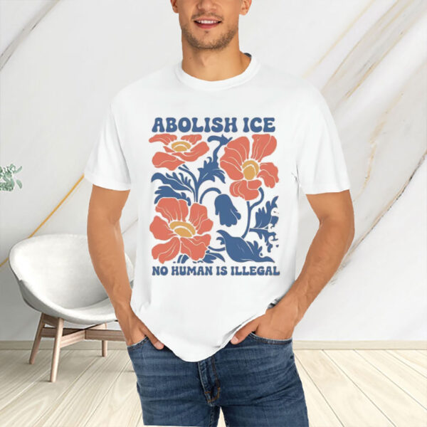 Floral-Abolish-ICE-Human-is-Illegal-T-Shirt,-No-Human-is-Illegal-Top-us