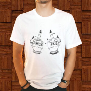 Fuck-Ice-Middle-Fingers-T-Shirt,-Anti-Ice-Tee,-Chinga-La-Migra,-No-Human-Is-Illegal