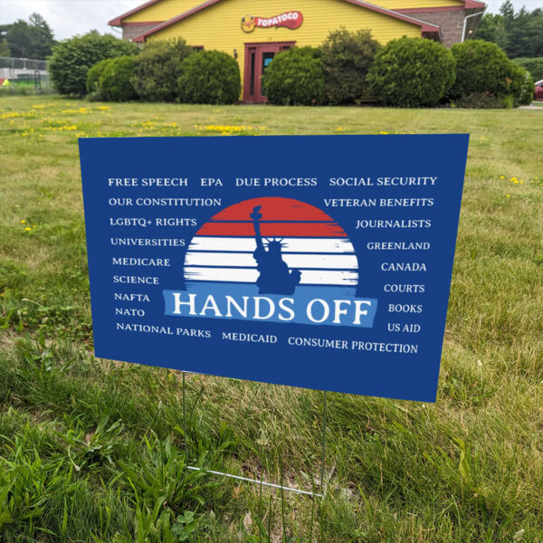 Hands-Off-Protest-Poster-Sign,-Anti-Trump-Anti-Maga-Resistance,-Social-Security-Medicares