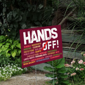 Hands-Off-Protest-Sign,-Political-Activism-Yard-Sign,-Save-Public-Lands,-Medicare-Social-Security-usa