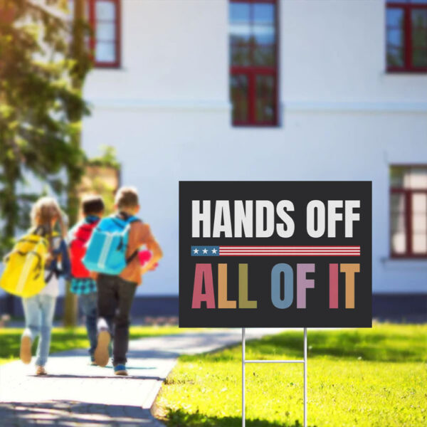 Hands-Off-Protest-Sign,-Save-Democracy-Equal-Rights,-Resist-Fascism,-Anti-Trump-Sign