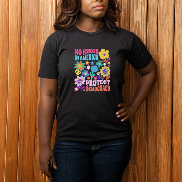 Protect-Democracy-Floral-No-Kings-in-America-Protest-T-Shirt-usa