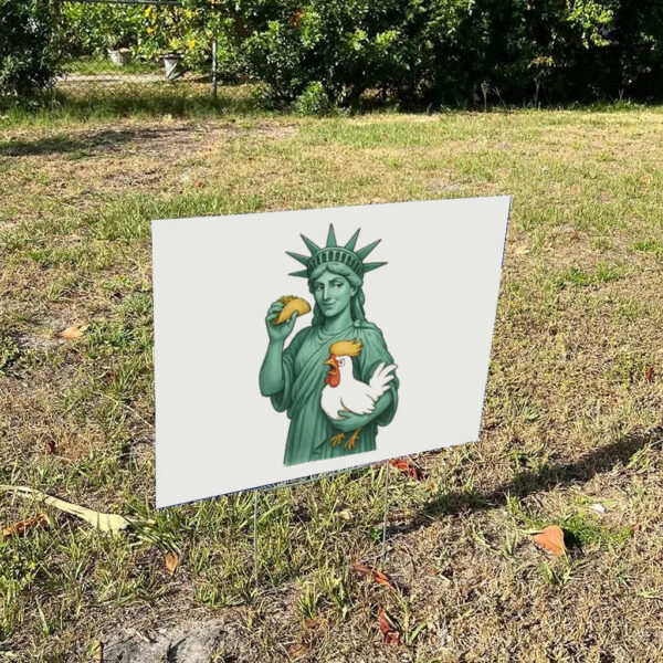 Statue-of-Liberty-Subtle-Anti-Trump-Comfort-Yard-Sign,-Chicken-Taco-Trump,-Resist-Democratic-No-Kings-Protests
